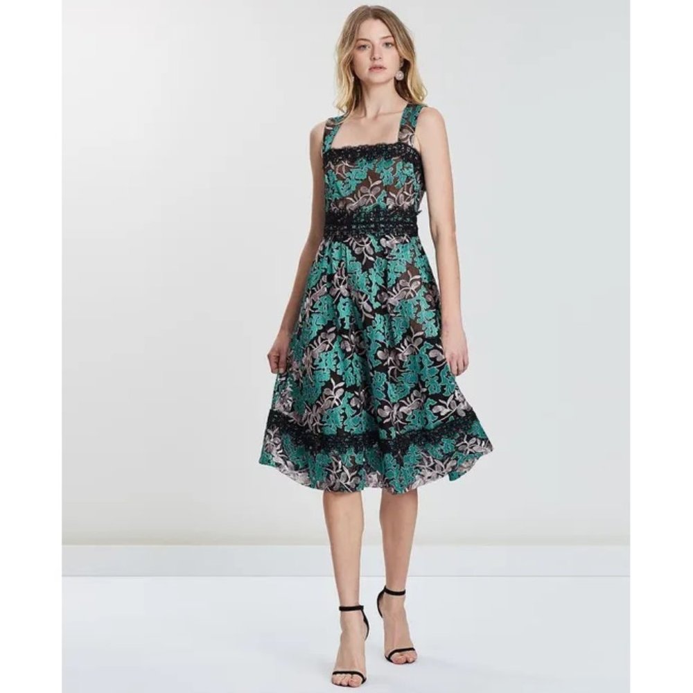 NWT Elliatt Lapis Embroidered & Lace Cocktail Midi Dress S - 4